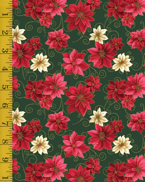 noel etched poinsettia metallic green fabric|Benartex Metallic A Festive Medley Poinsettia Scroll Green/Red, .